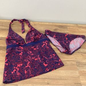 Boden Positano Pink Blue Coral Pattern Tankini Top Bottom Set Women’s